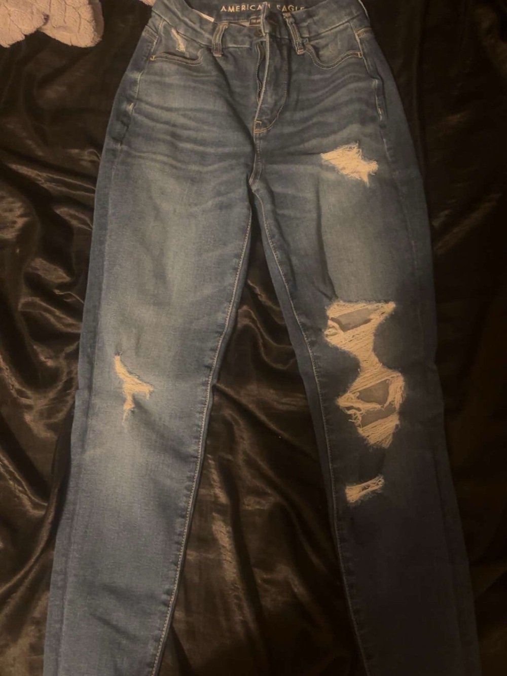 American Eagle Outfitters Blue Distressed Skinny Jeans
